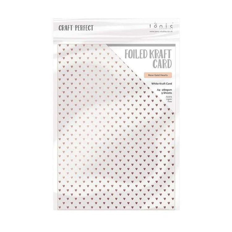 Craft perfect par Tonic Studios Craft Perfect • carte kraft déjouée a4 x5 280g coeurs roses