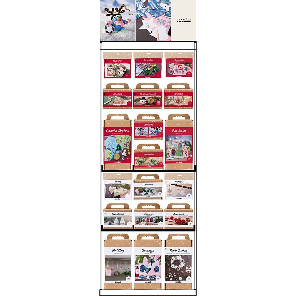 Présentoir de sol Creativ company, non assemblé, héros de Noël, adultes et enfants, h : 1580 mm, l : 600 mm, l : 400 mm, 86 unités. 1 pièce