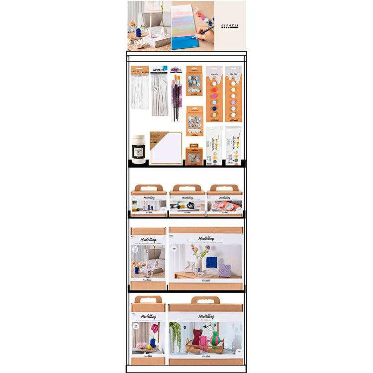 Creativ company floor display, unassembled, category, self-hardening clay, adult, h: 1580 mm, l: 600 mm, w: 400 mm, 125 units. 1 pièce
