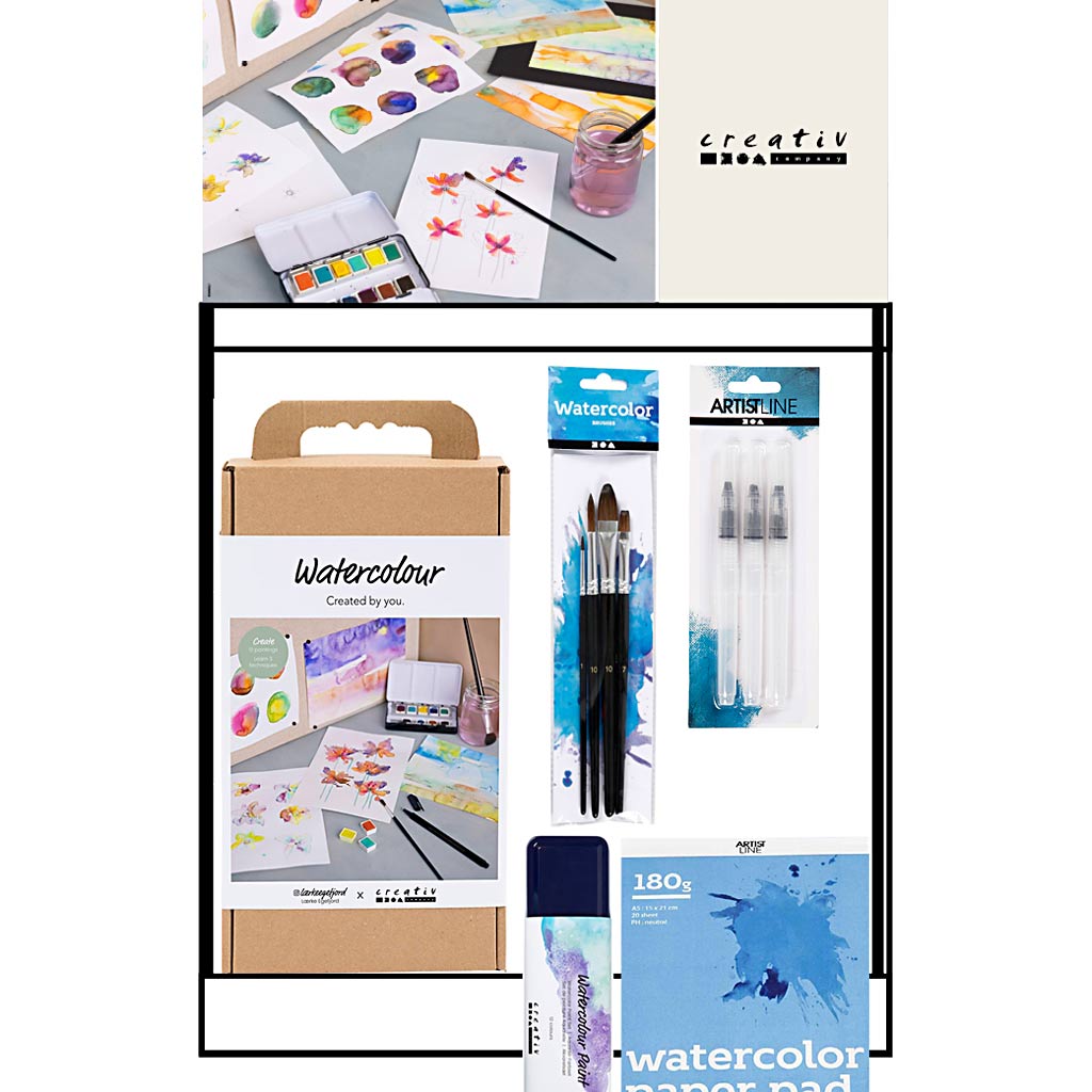 Petit présentoir de comptoir Creativ company, catégorie, aquarelle, adulte, 60 unités. 1 pièce
