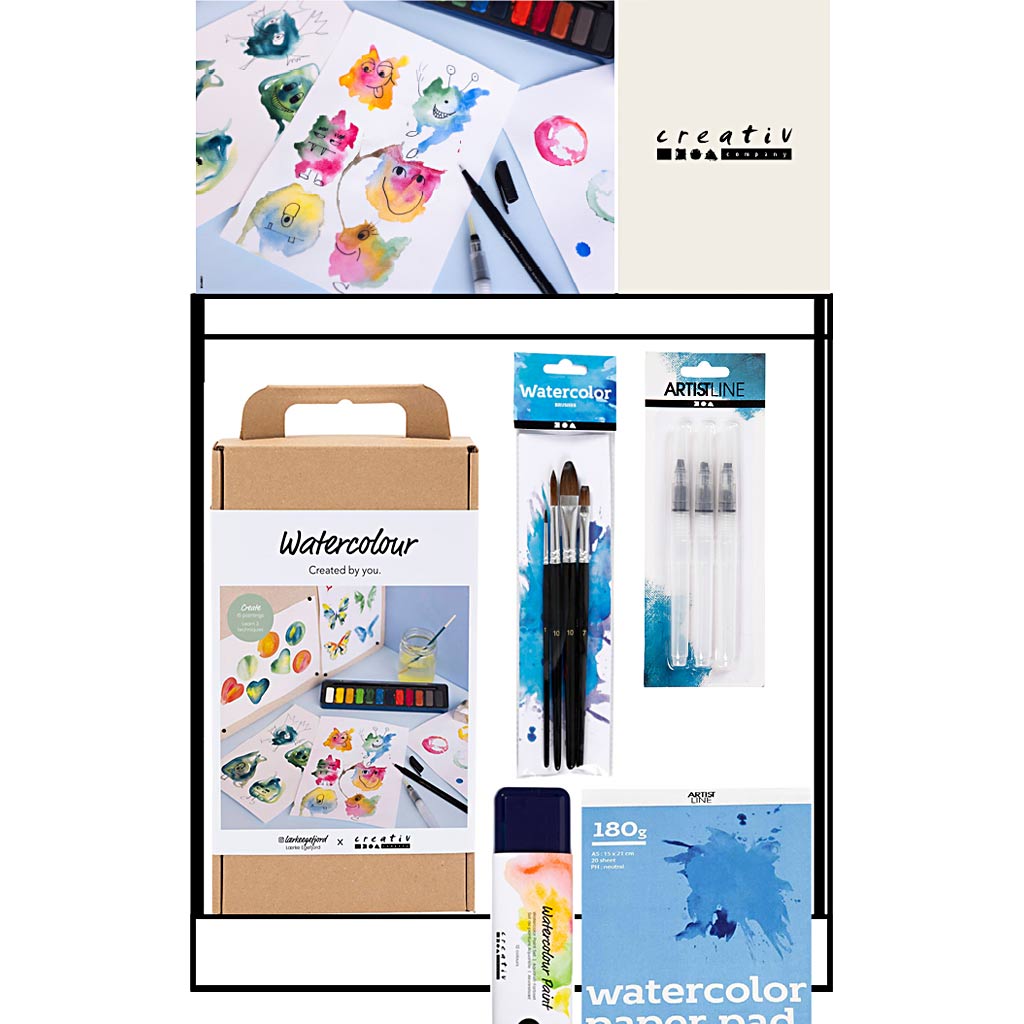 Petit présentoir de comptoir Creativ company, catégorie, aquarelle, enfants, 60 unités. 1 pièce