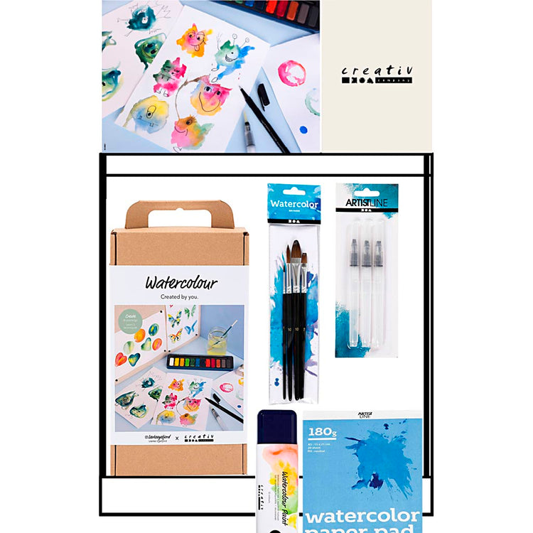 Petit présentoir de comptoir Creativ company, catégorie, aquarelle, enfants, 60 unités. 1 pièce