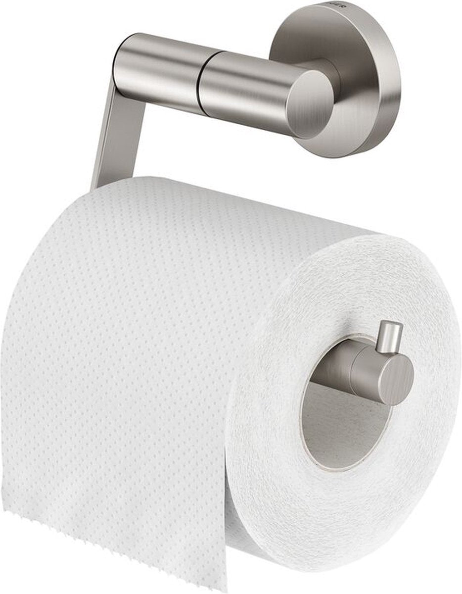 Tiger Boston - porte-rouleau de papier toilette sans abattant - porte-rouleau de papier toilette - sans perçage - perçage ou collage - acier inoxydable brossé