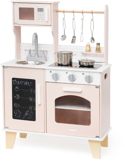 Polarb Little Chef Play Kitchen Rose - avec four, cuisinière, micro-ondes, lumière et son