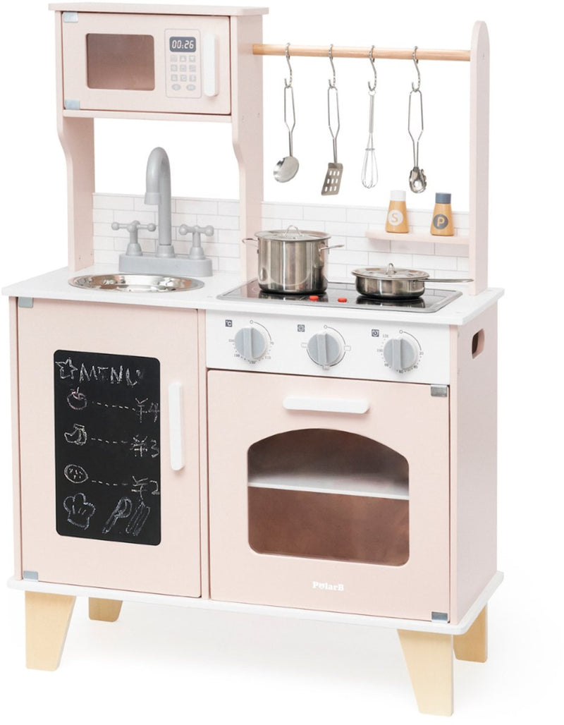 Polarb Little Chef Play Kitchen Rose - avec four, cuisinière, micro-ondes, lumière et son