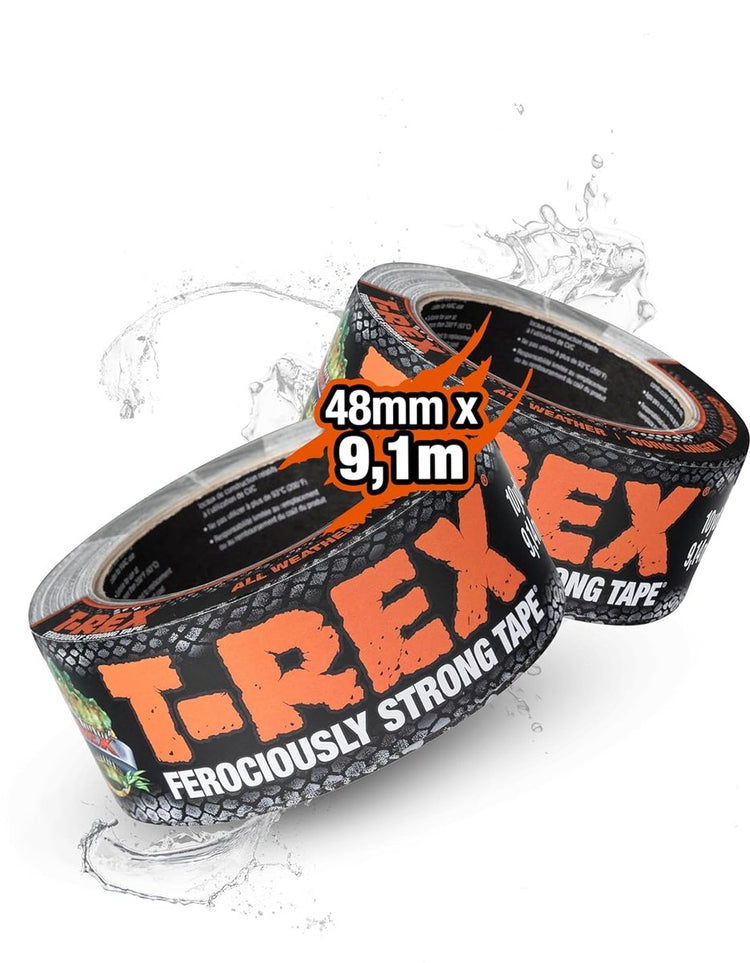 T-rex – ruban textile 48 mm x 9,1 m gris – ruban Gaffer extrêmement solide et indéchirable pour l'intérieur et l'extérieur – ruban adhésif imperméable avec une forte force d'adhérence – idéal pour les réparations et fixations universelles