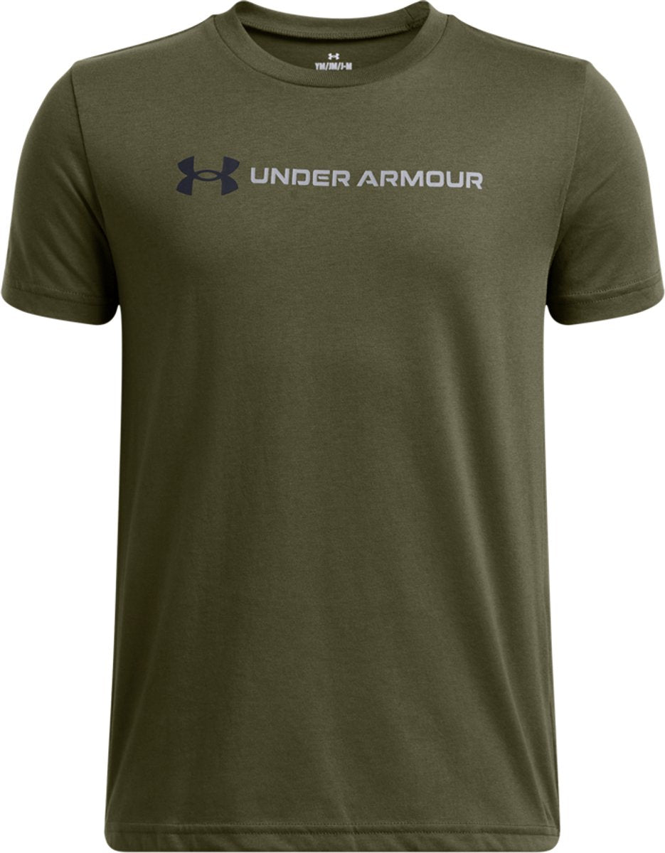 Under armour ua b logo wordmark ss chemise de sport unisexe - vert - noir