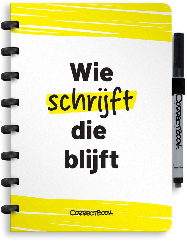 Carnet effaçable Correctbook a5 - carnet réutilisable - qui écrit, reste - intérieur mixte - lingette pour stylo incluse - peut être complété par des pages supplémentaires
