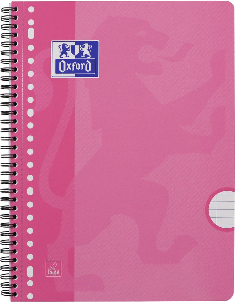 Bloc de cours pour école d'Oxford - a4+ - 23 trous - ligne - 80 feuilles - rose