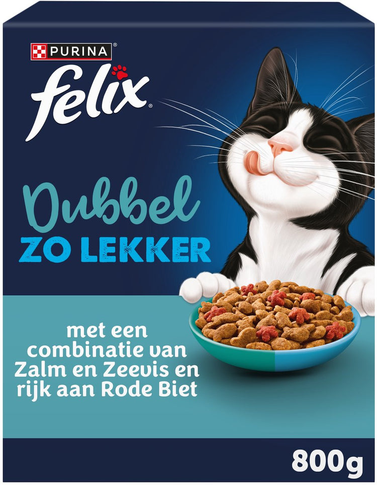 Felix nourriture sèche pour chats deux fois plus savoureuse - poisson de mer saumon - 5 x 800g