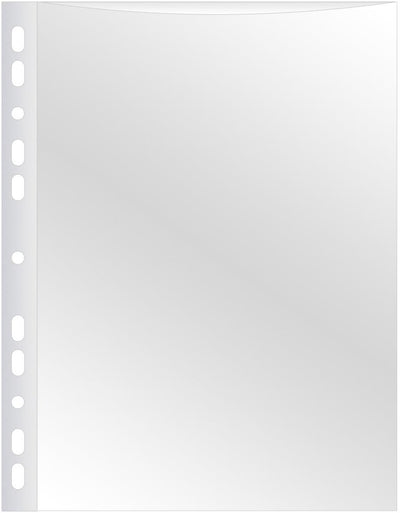 Q-connect sac de présentation perforé a4 perforation 11 trous transparent 80 microns paquet de 50 pièces
