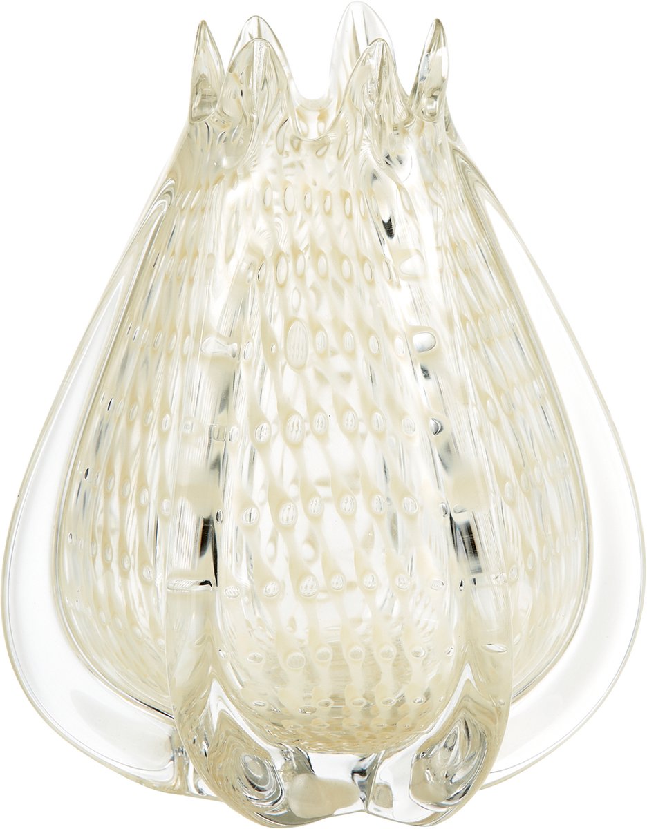 Vase couronne Woood - verre - blanc cassé blanc - 24x18x18 cm