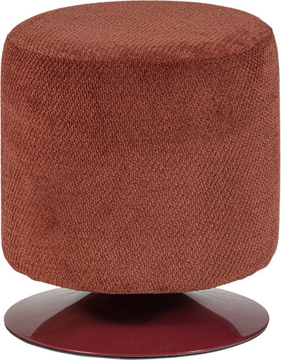 Pouf Woood islen avec piètement pivotant - bouclé - rouge bordeaux - 47x39x39