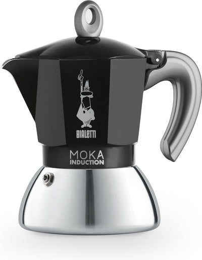 Bialetti moka percolateur à induction 2 tasses noir – machine à expresso – compatible induction – aluminium acier inoxydable