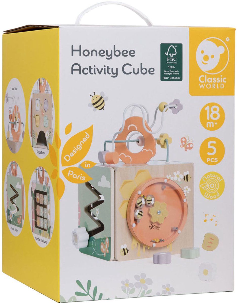 Classic World World Wooden Activity Kubus Hainingbij, 5dlg.