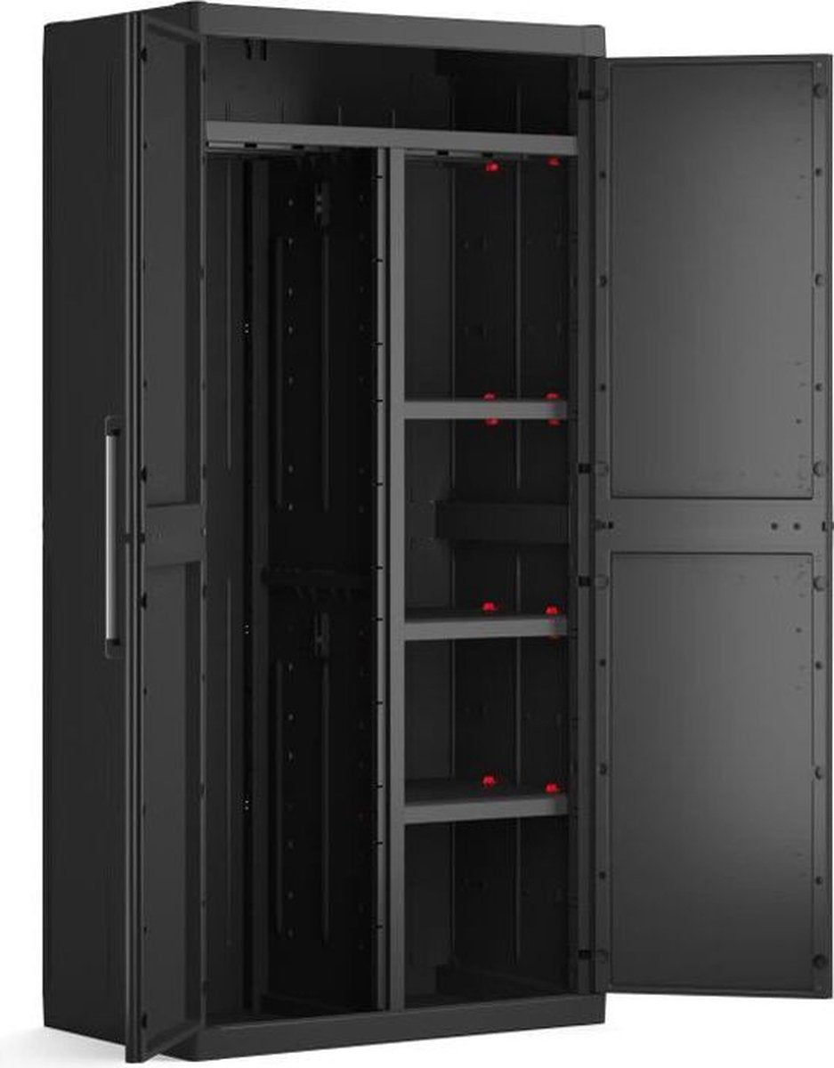 Armoire de rangement Keter Detroit XL - 2 portes - 4 étagères dont 2 réglables - L 89 x P 54 x H 182 cm - noir