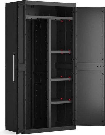 Armoire de rangement Keter Detroit XL - 2 portes - 4 étagères dont 2 réglables - L 89 x P 54 x H 182 cm - noir