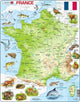 Larsen carte physique de la france – puzzle – france – géographie physique – puzzle éducatif pour enfants – 60 pièces – fabriqué en norvège – pièces extra épaisses de 2.5 mm – plateau avec bord fixe