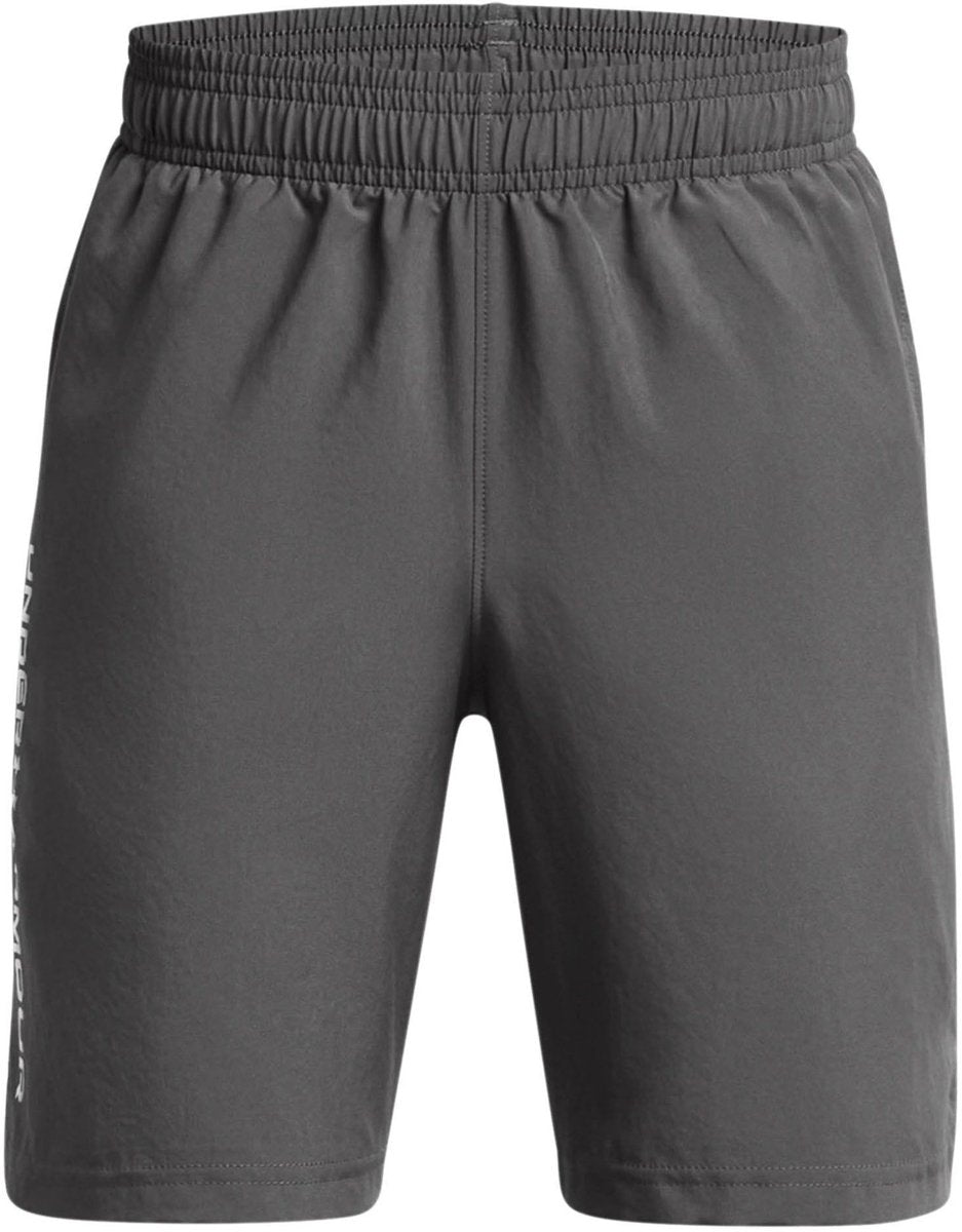 Under armour ua tech woven wordmark short-gris pantalons de sport pour garçons - Castlerock - blanc