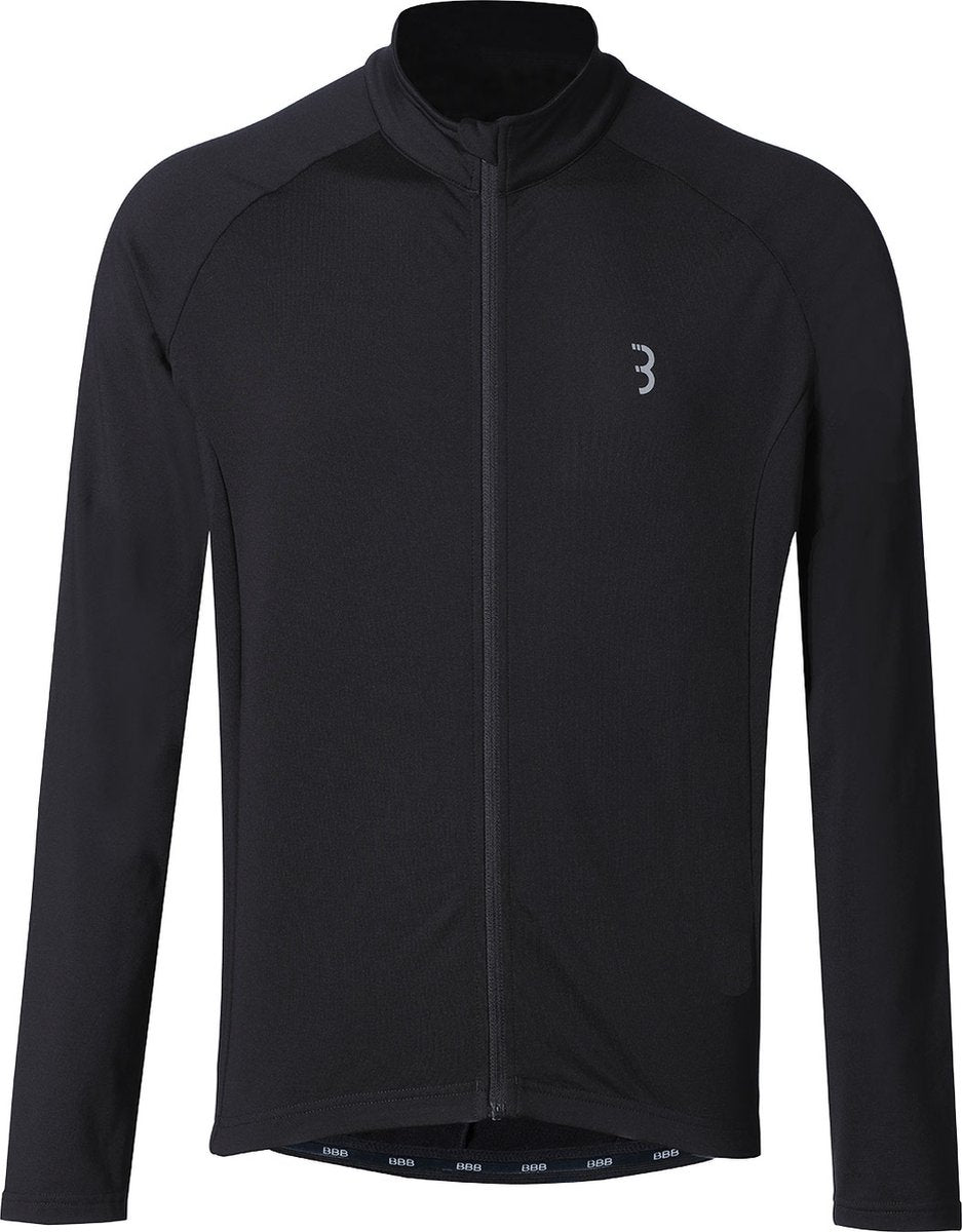Bbb cycling transition chemise de cyclisme à manches longues homme et femme - 10-15 °c - chemise vtt et cyclisme avec 3 poches arrière - noir
