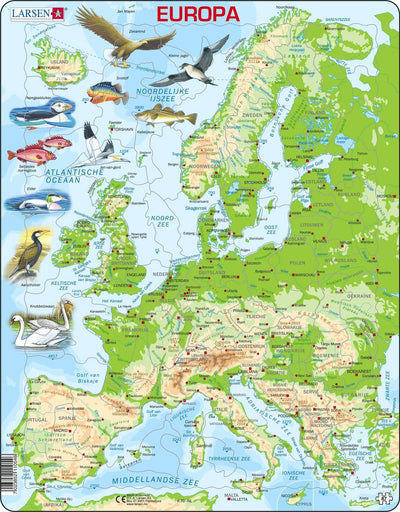 Selecta Larsen Pluzzle Map Europe - Géographique avec des animaux, 87e.