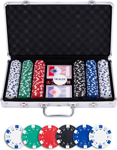 Set de poker dans un coffret en argent - 300 jetons