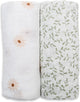 Lulujo - tissu hydrophile - emmaillotage - coton - 100x100 cm - paquet de 2 - marguerites verdure