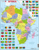 Larsen Afrique avec drapeaux – puzzle – cartes géographie – drapeaux Afrique – puzzle éducatif pour enfants – 70 pièces – fabriqué en Norvège – pièces extra épaisses de 2,5 mm – plateau avec bord fixe