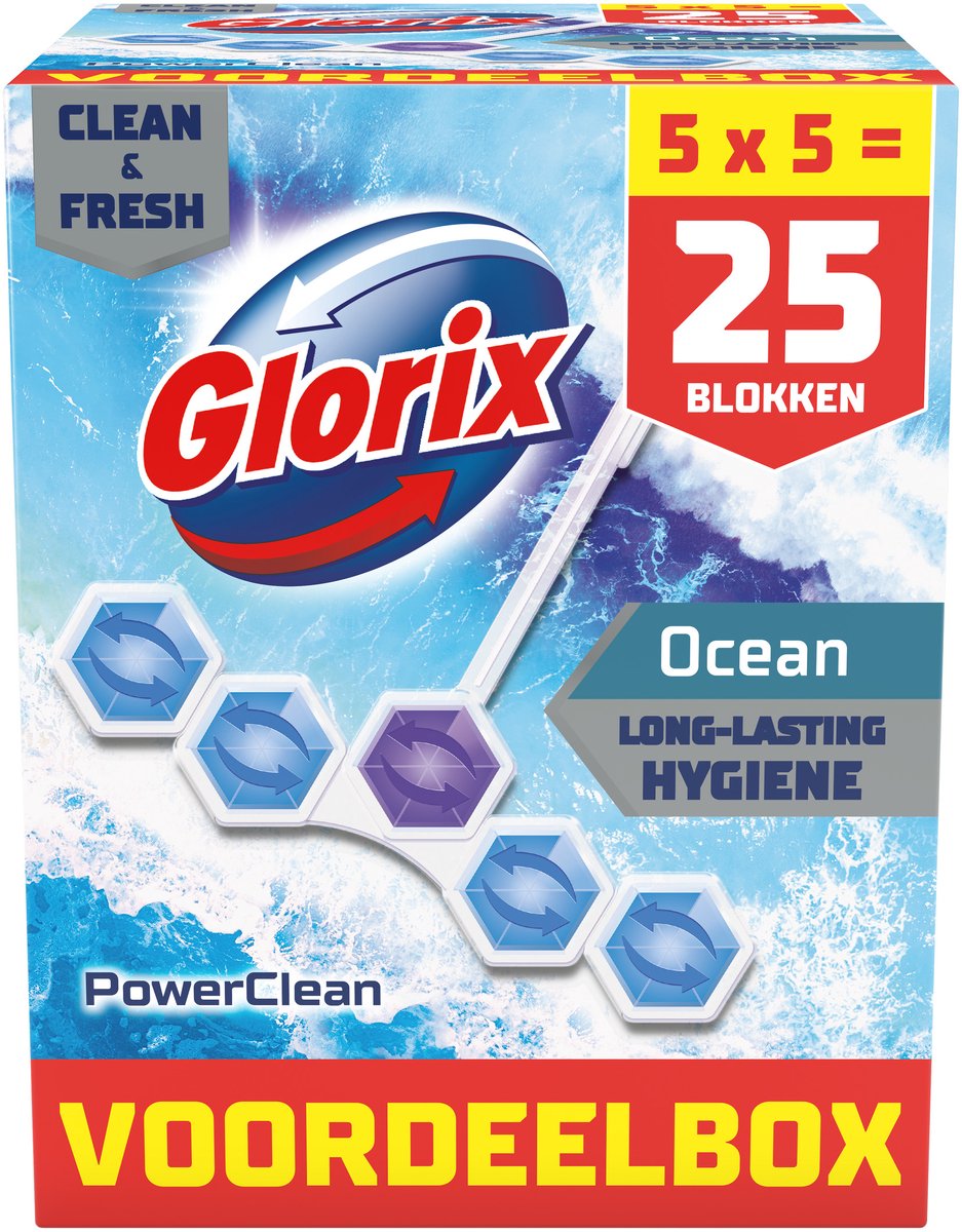 Glorix -blocs toilettes - océan - 25 pièces - pack économique