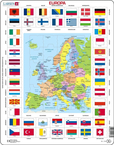 SELECTA Larsen Map Europe avec des drapeaux, 70e.