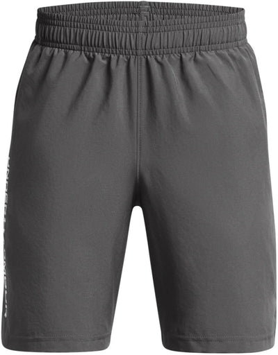 Under armour ua tech woven wordmark short-gris pantalons de sport pour garçons - Castlerock - blanc