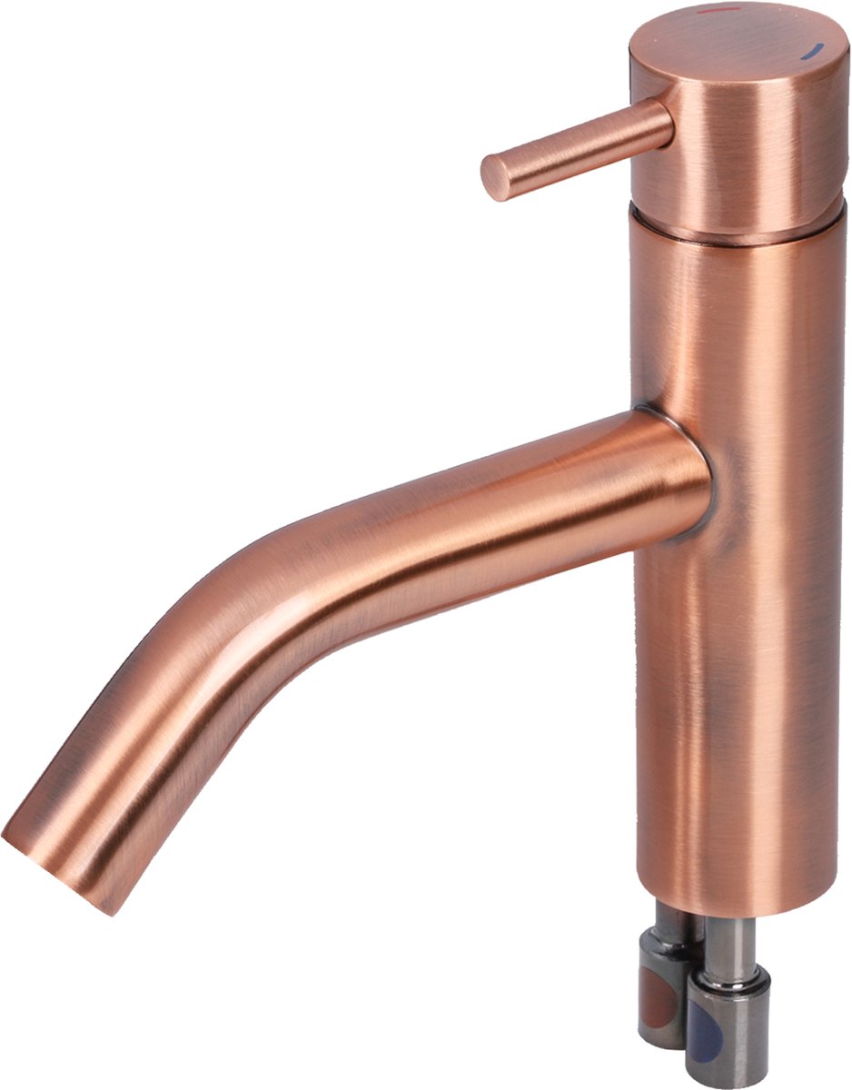 Robinet de lavabo Differnz - mitigeur - robinet courbé - froid chaud - cuivre rouge