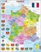 Larsen france carte politique – puzzle – france – régions et départements – puzzle éducatif pour enfants – 70 pièces – fabriqué en norvège – pièces extra épaisses de 2.5 mm – plateau avec bord fixe