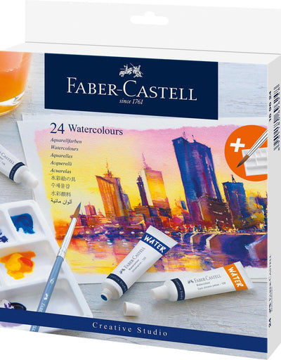 Faber Castell Faber Castell FC-169624 Aquarel Paint 24 Tubes + palette de mélange et pinceau