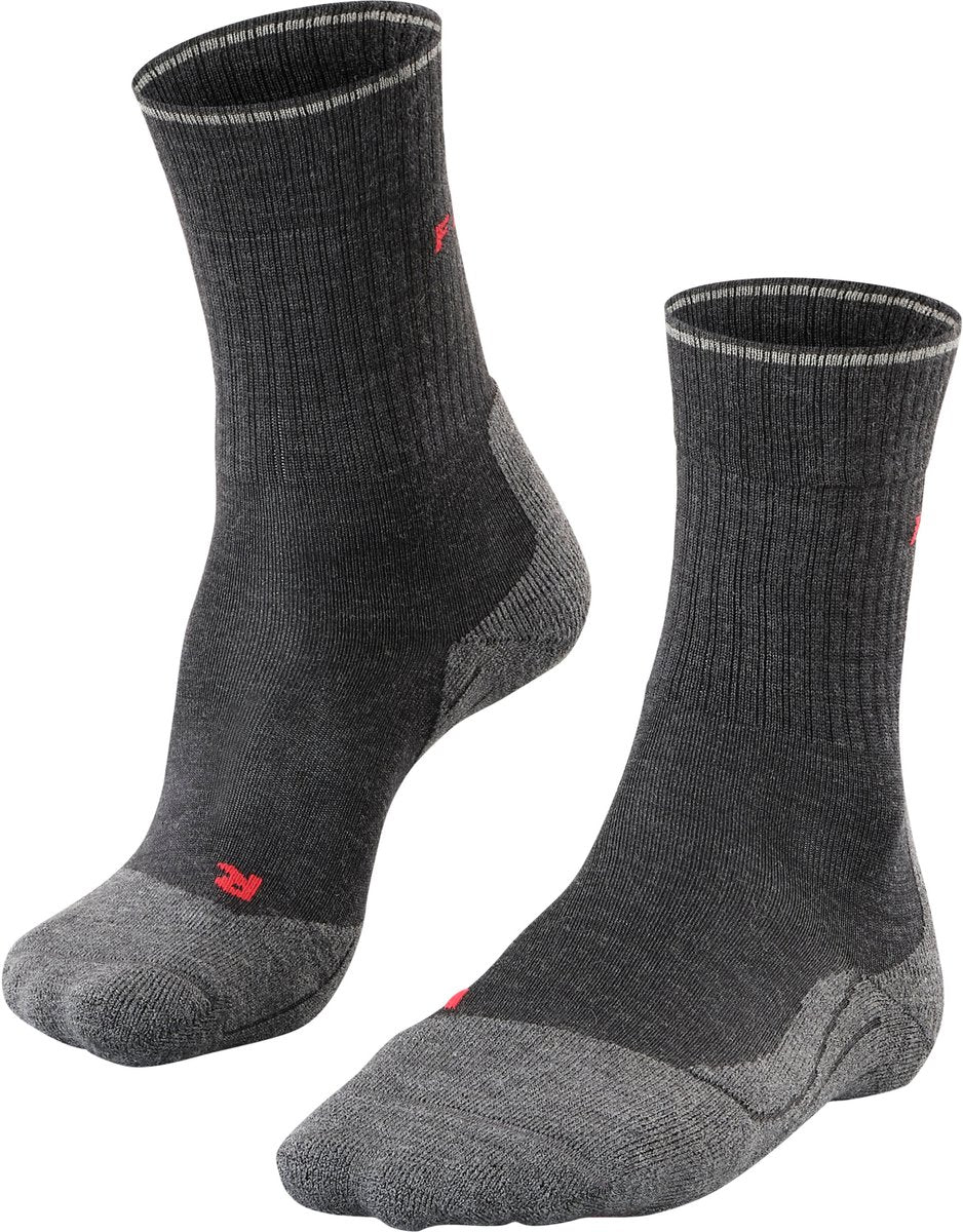 Falke tk2 explore laine soie rembourrage moyen laine matériau fonctionnel chaussettes de randonnée femme gris - taille 39-40