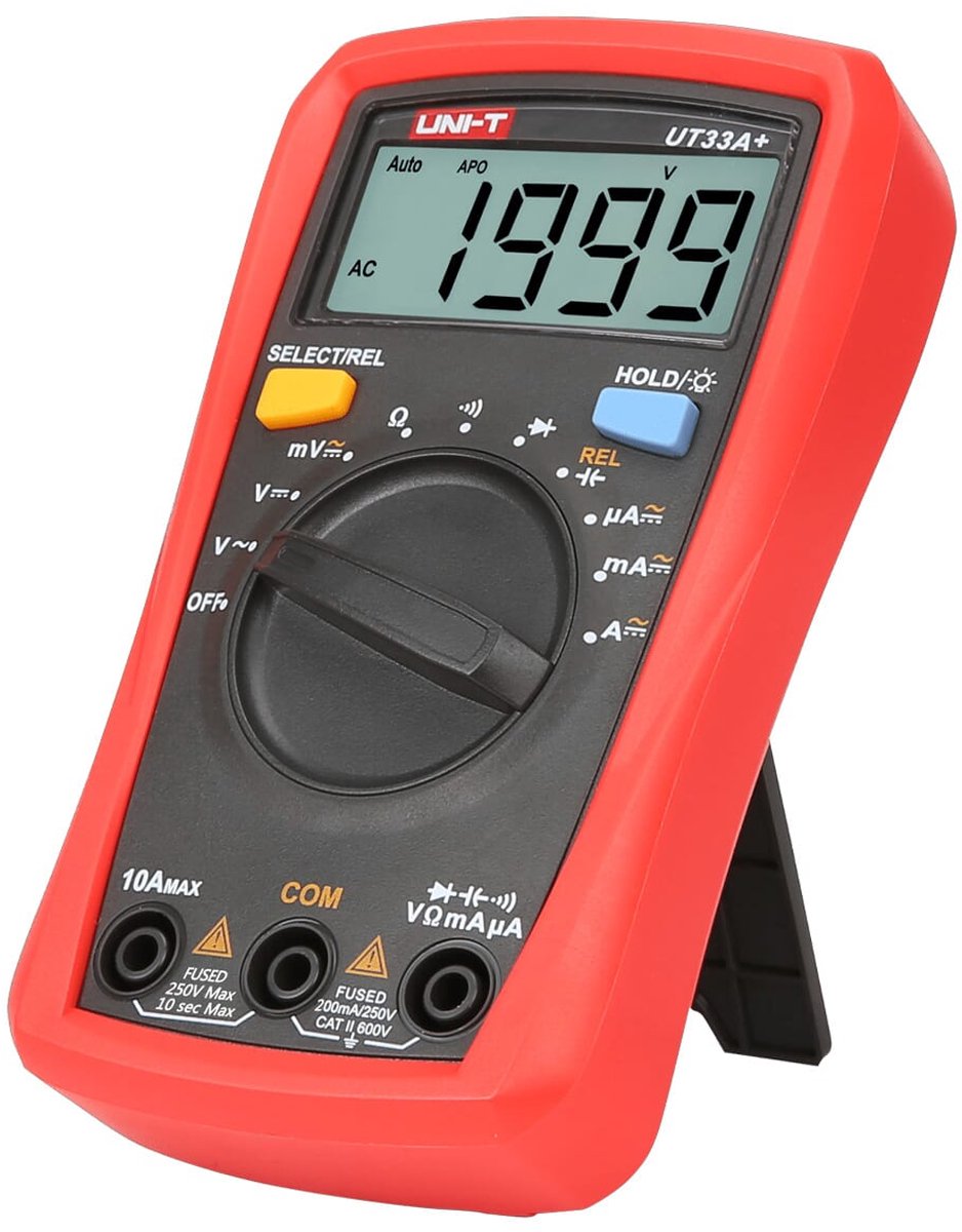 Multimètre numérique Uni-t - 10a - max. 600v - cat ii - ut33a+ - rouge