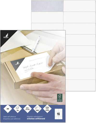 Kangaro - étiquette acabit - universelle - 105x37mm - boîte 25 feuilles - k-10537-25