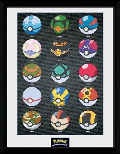 Pokémon sans marque sans marque - tirage collector 30x40 - pokeballs