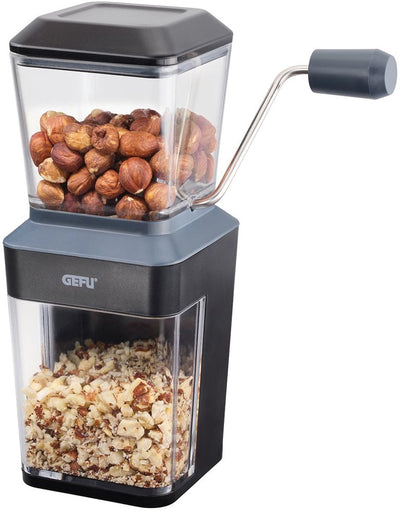 Moulin à noix Gefu trito - hachoir manuel pour noix, chocolat et biscuits - avec bac de récupération - acier inoxydable