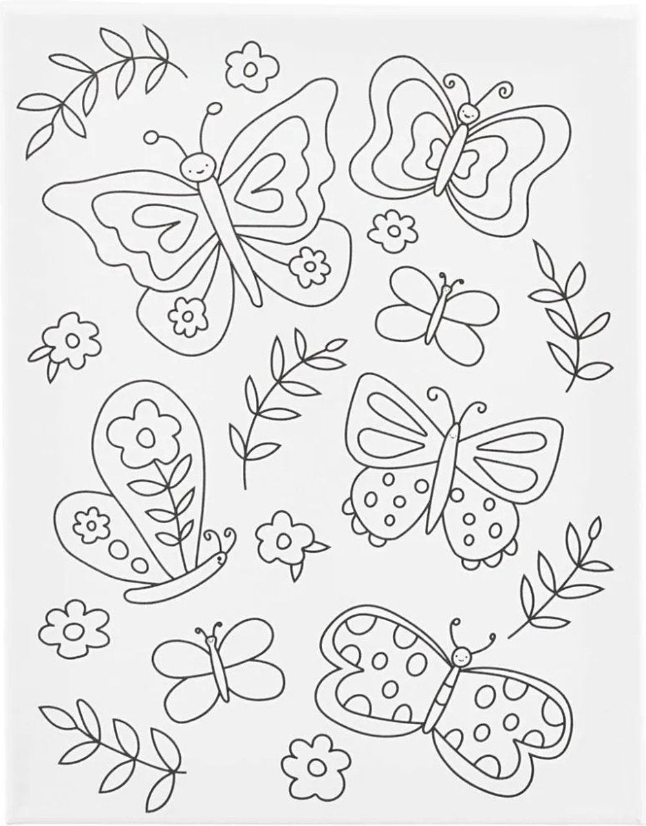 Creativ company toile de peinture avec impression, papillons, d: 1,6 cm, taille 24x30 cm, 360 g, 1 pièce