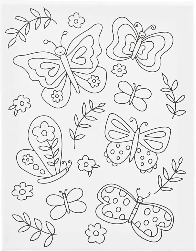 Creativ company toile de peinture avec impression, papillons, d: 1,6 cm, taille 24x30 cm, 360 g, 1 pièce