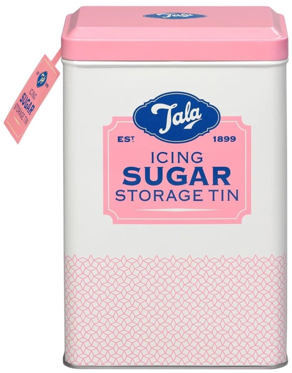 Tala - boîte de conservation de sucre glace - design rétro des années 1950 - rose blanc - pour sucre glace
