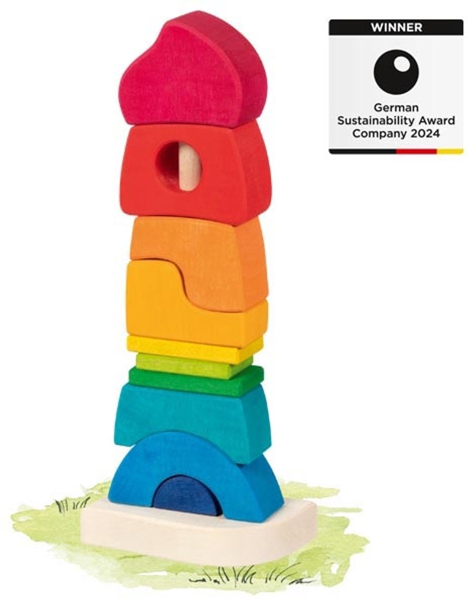 Tour à empiler Goki - petit château - 10x6x26,5cm - 11 parties - 2 ans
