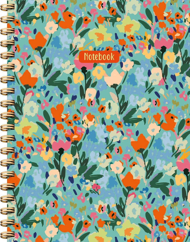 Carnet à spirales de fleurs peintes grand (lignes) carnet de fleurs peintes carnet à spirale (ligné)
