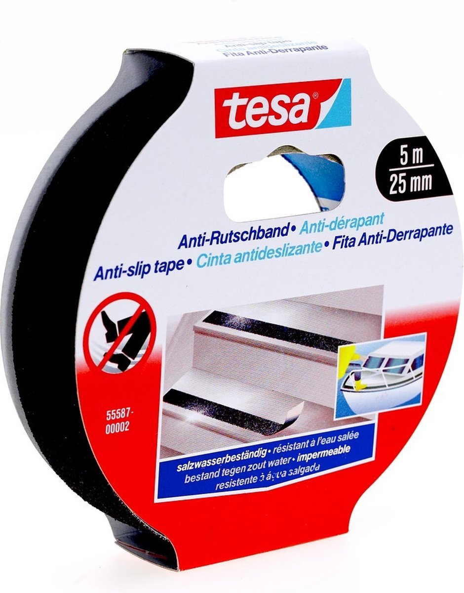Ruban antidérapant Tesa 55587-02 - 5 m x 25 mm - noir