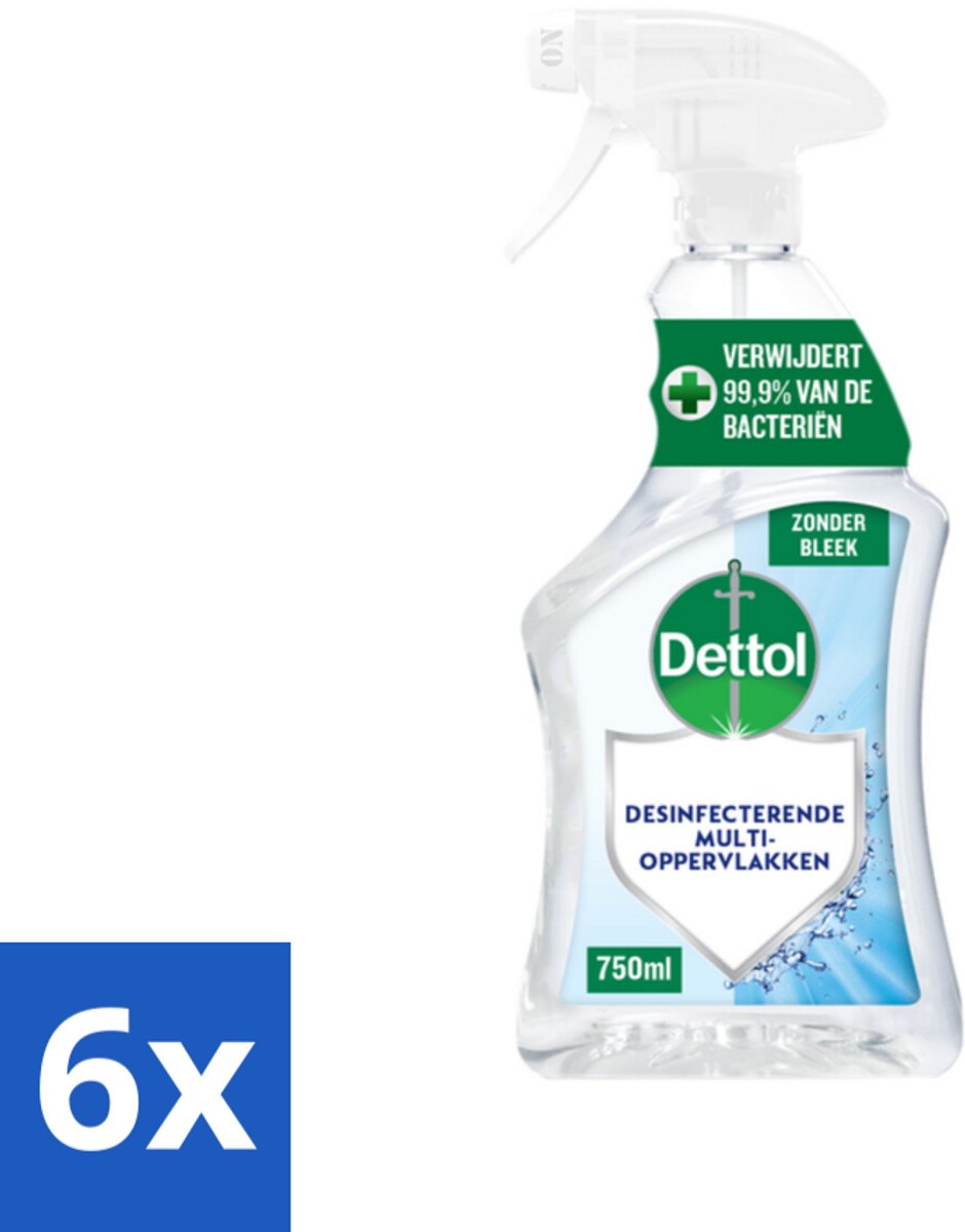 Dettol 6 x - nettoyant tout usage - spray - sans javel - hygiène parfaite - 750ml - nettoyant tout usage - spray nettoyant - hygiène - produit de nettoyage -