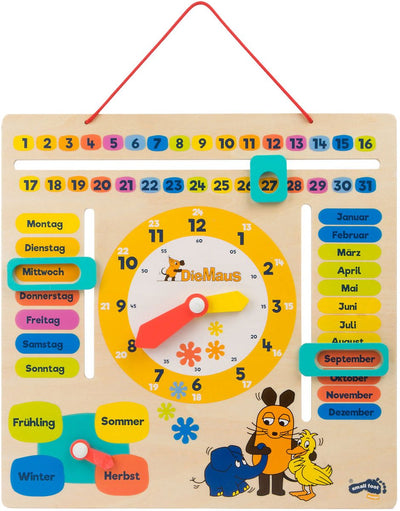 Petite horloge carrée en bois de petit pied à la recherche de souris allemande