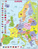 Larsen carte politique de l'europe – puzzle – europe – pays et drapeaux – puzzle éducatif pour enfants – 48 pièces – fabriqué en norvège – pièces extra épaisses de 2.5 mm – plateau avec plaque fixe