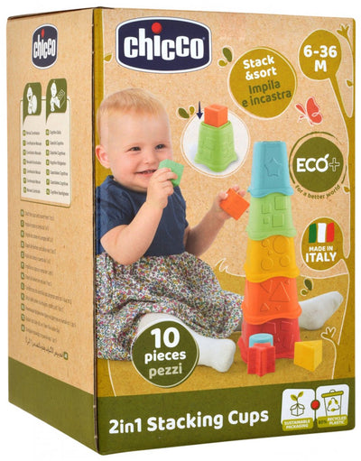 Gobelets empilables Chicco 2 en 1 eco+ fabriqués à 80% de plastique recyclé !