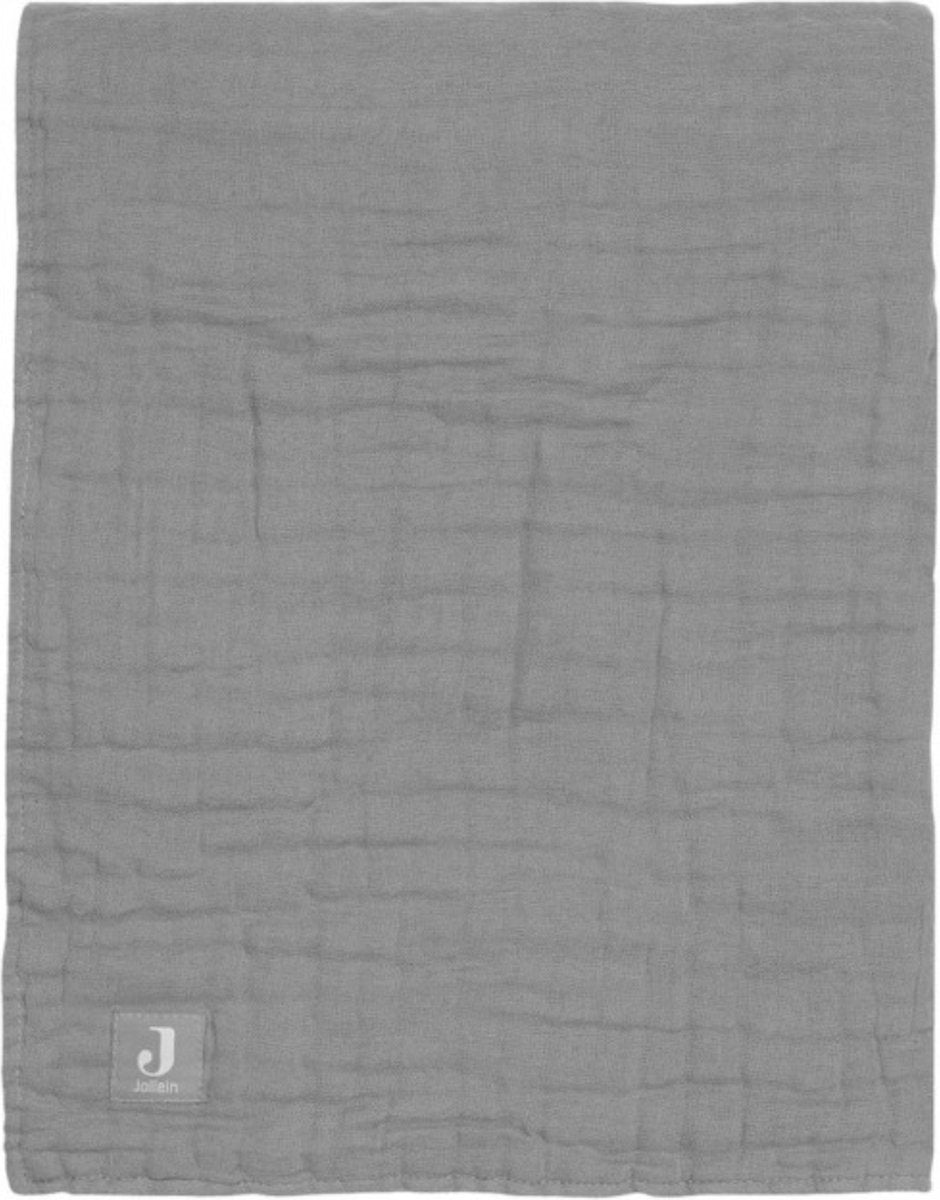 Jollein couverture bébé berceau 75x100cm franges mousseline - gris orage